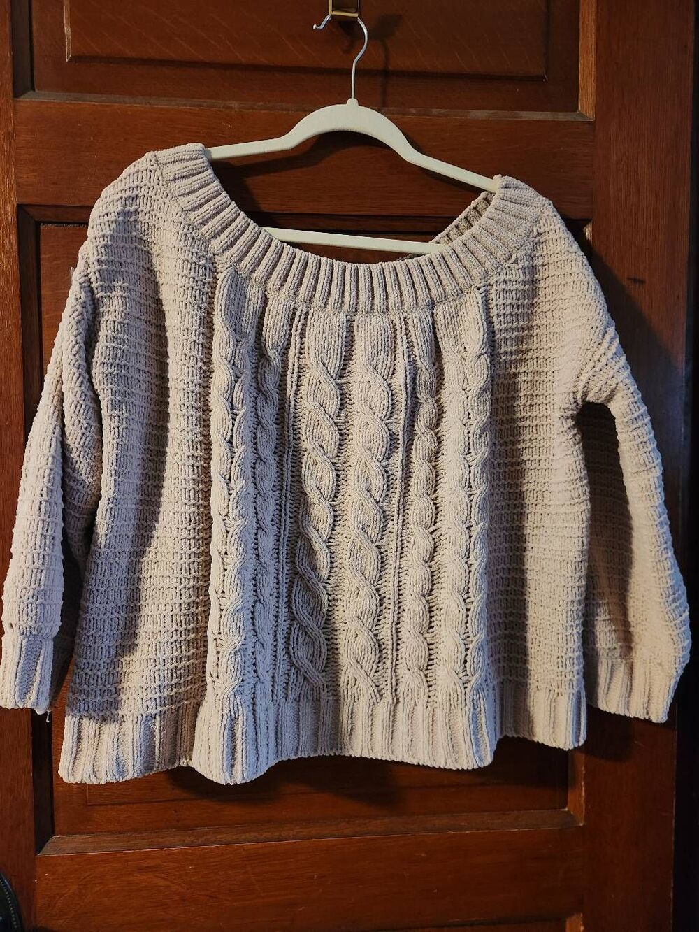 American Eagle Women's Cable Knit Sweater Cropped Tan XL Comfort Soft.(R)